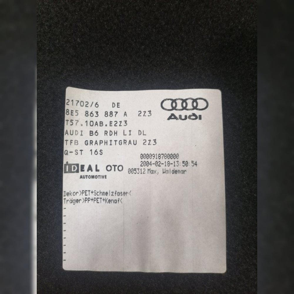 Обшивка багажника на Audi A4 8D2, арт. 3192
